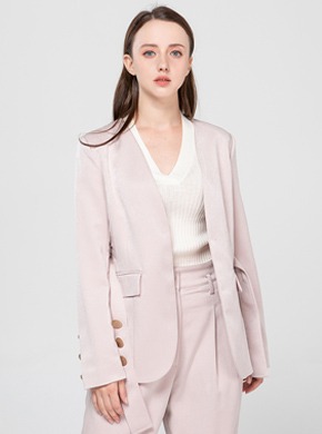 [Star★pick! ]Gold Button Belted Jacket Pink