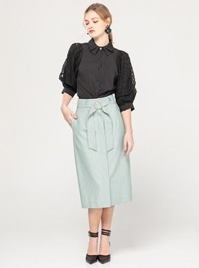 [Star★pick! ]Tunnel Belted Skirt Mint