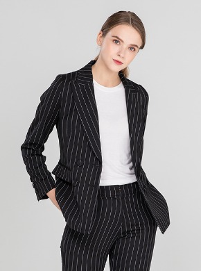 Wool Striped Jacket Black