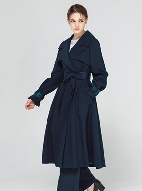 Leather Trench Coat Navy